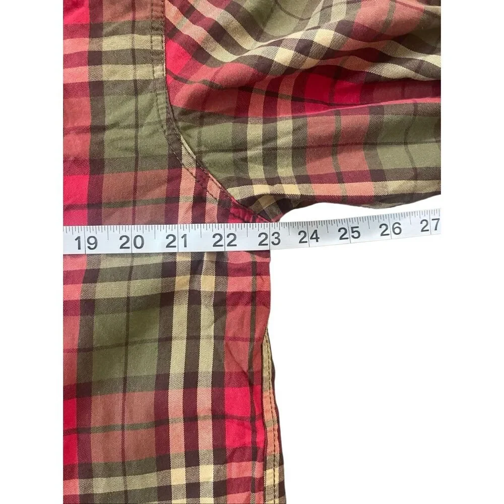 Y2K Parish Nation Urban Streetwear Plaid Button-Up – XL Rise & Shine Embroidered
